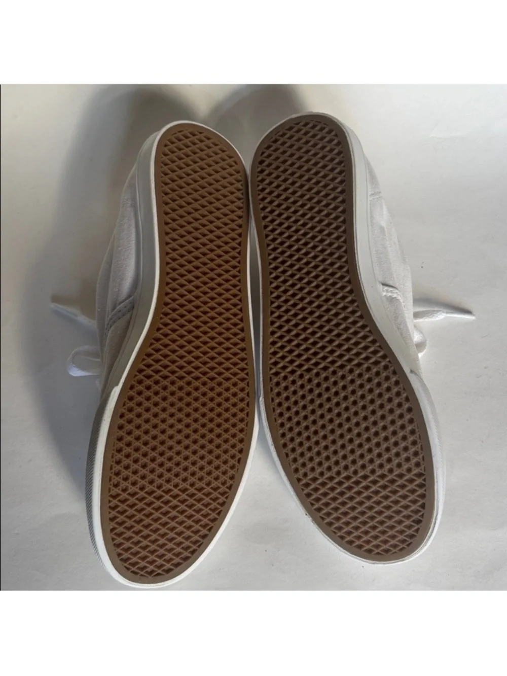VANS Authentic White Canvas Lace Up Deck Sneaker Shoes 7.5 $55 GUC